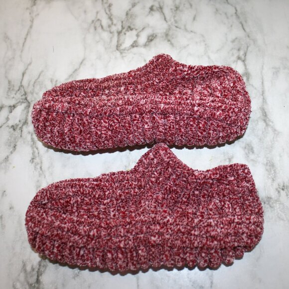 HAND CRAFTED Slippers Crochet Warm Thick Chunky Ribbed Warm Winter Red Marled - Picture 2 of 11